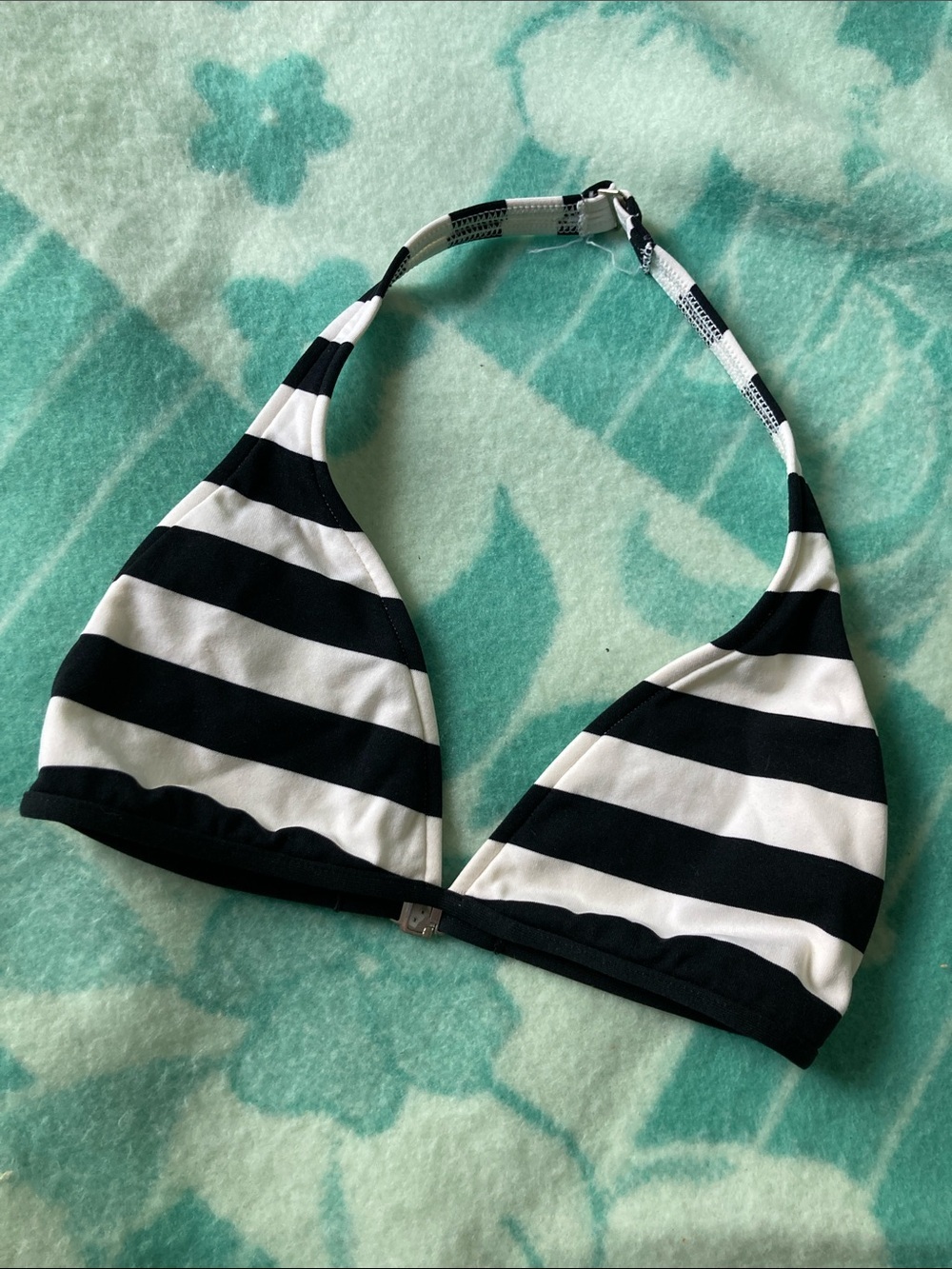 Ralph Lauren Black and White Striped Triangle Bikini Top